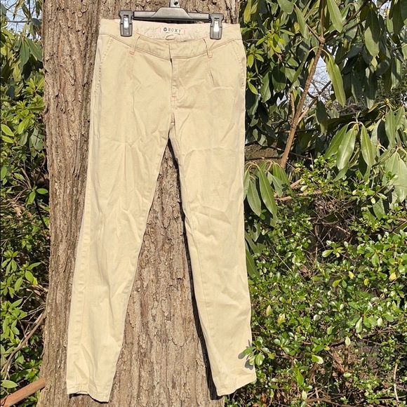 Roxy Tan Khaki Cotton/Spandex Pants Juniors 1 - Picture 5 of 15